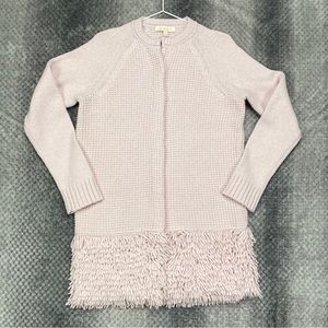 Etcetera Looped Fringe Hem Long Cardigan Sweater